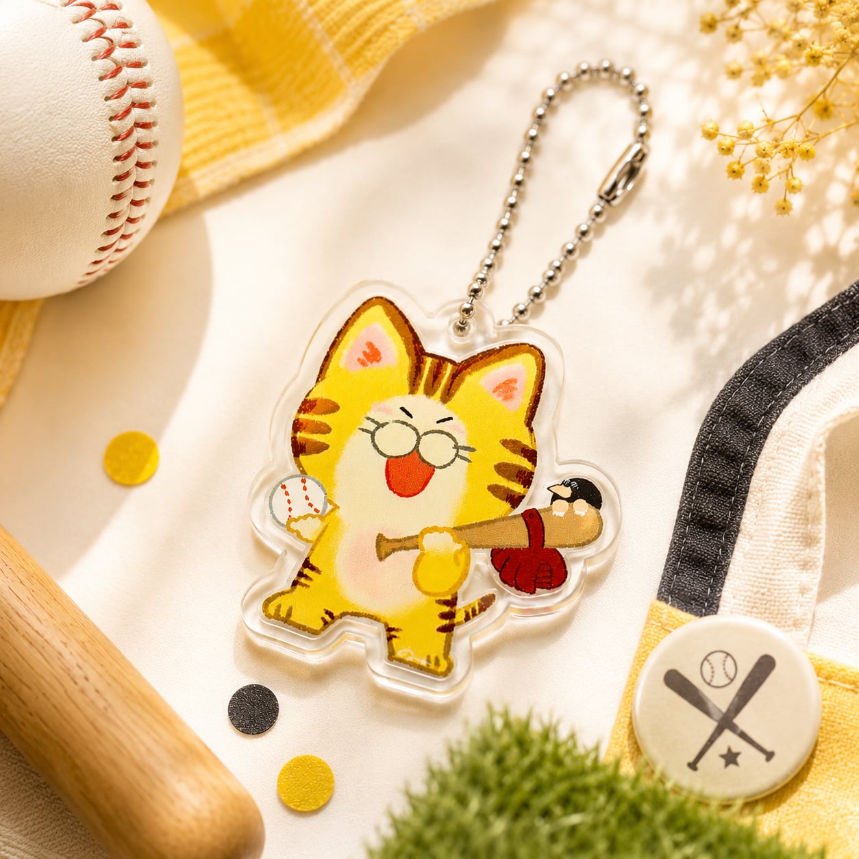 アクリルキーホルダー「しまお（野球）」