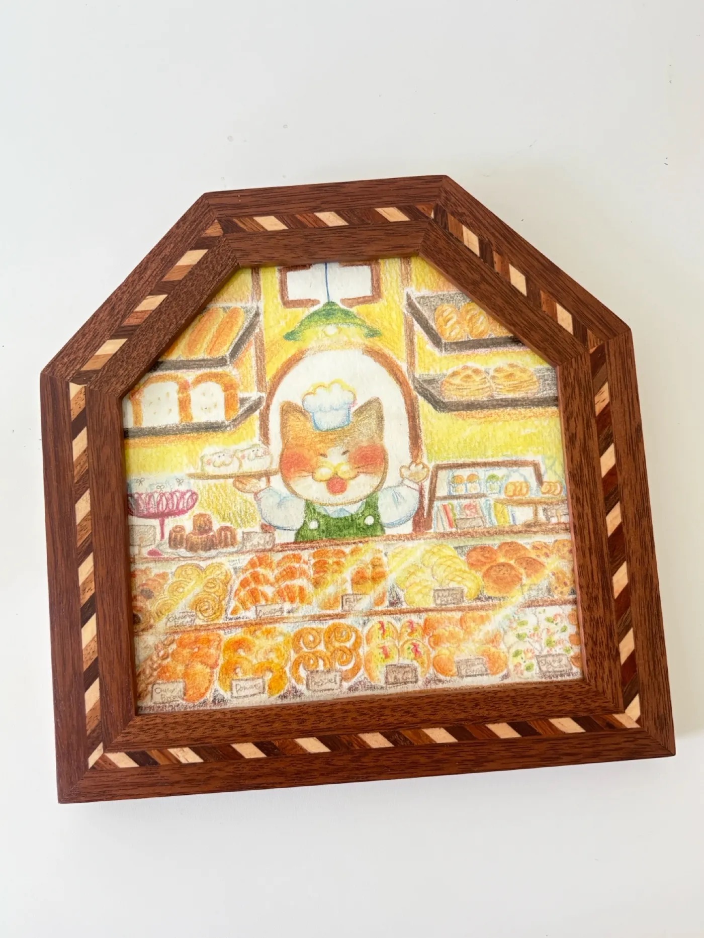 原画「Boulangerie ouverte !」家型額・パン屋さん