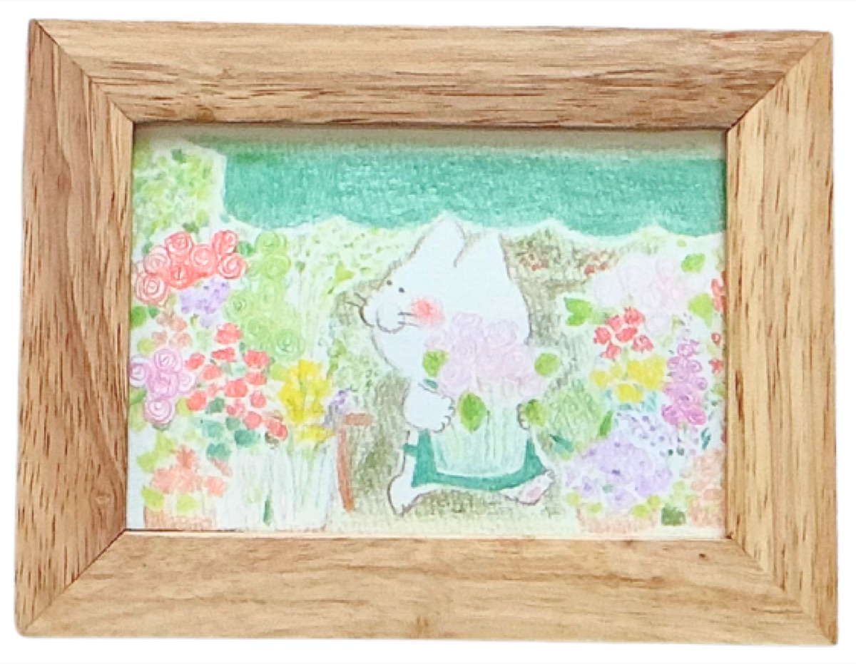 原画「おはよう！ローズさん」お花の庭